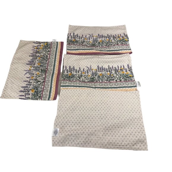 4 Maison DHermine Cotton Floral Botanical Design Place-mats Reversible Cotton - Picture 1 of 11